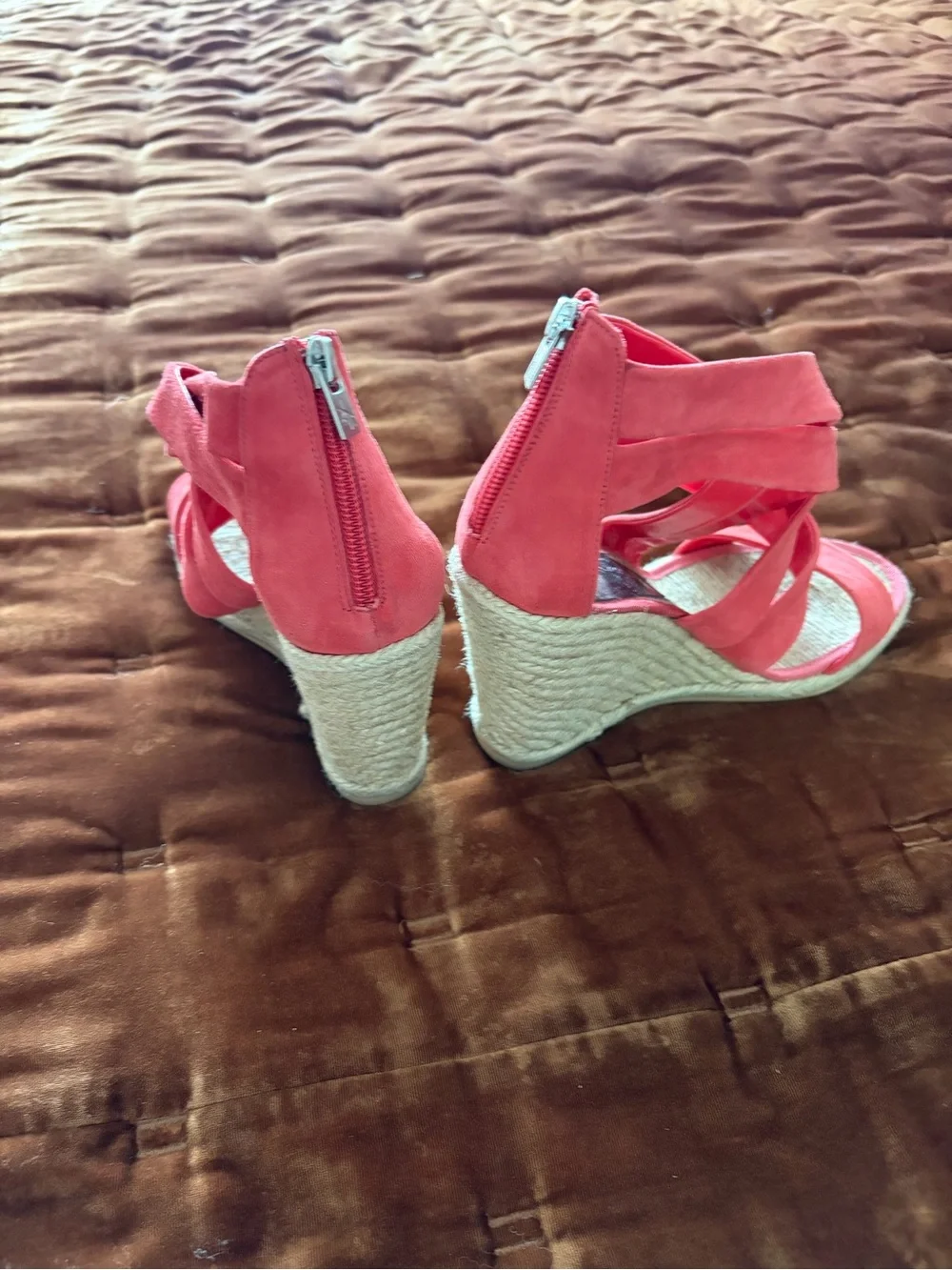 Kenneth Cole Coral Suede Espadrille Wedge Sandals